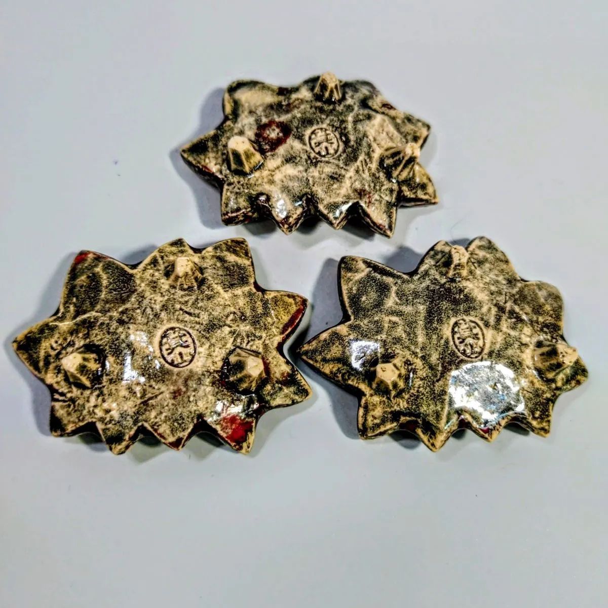 箕面焼 松田箕山(きざん) オシドリ 置物 土鈴 箸置き 3客 セット