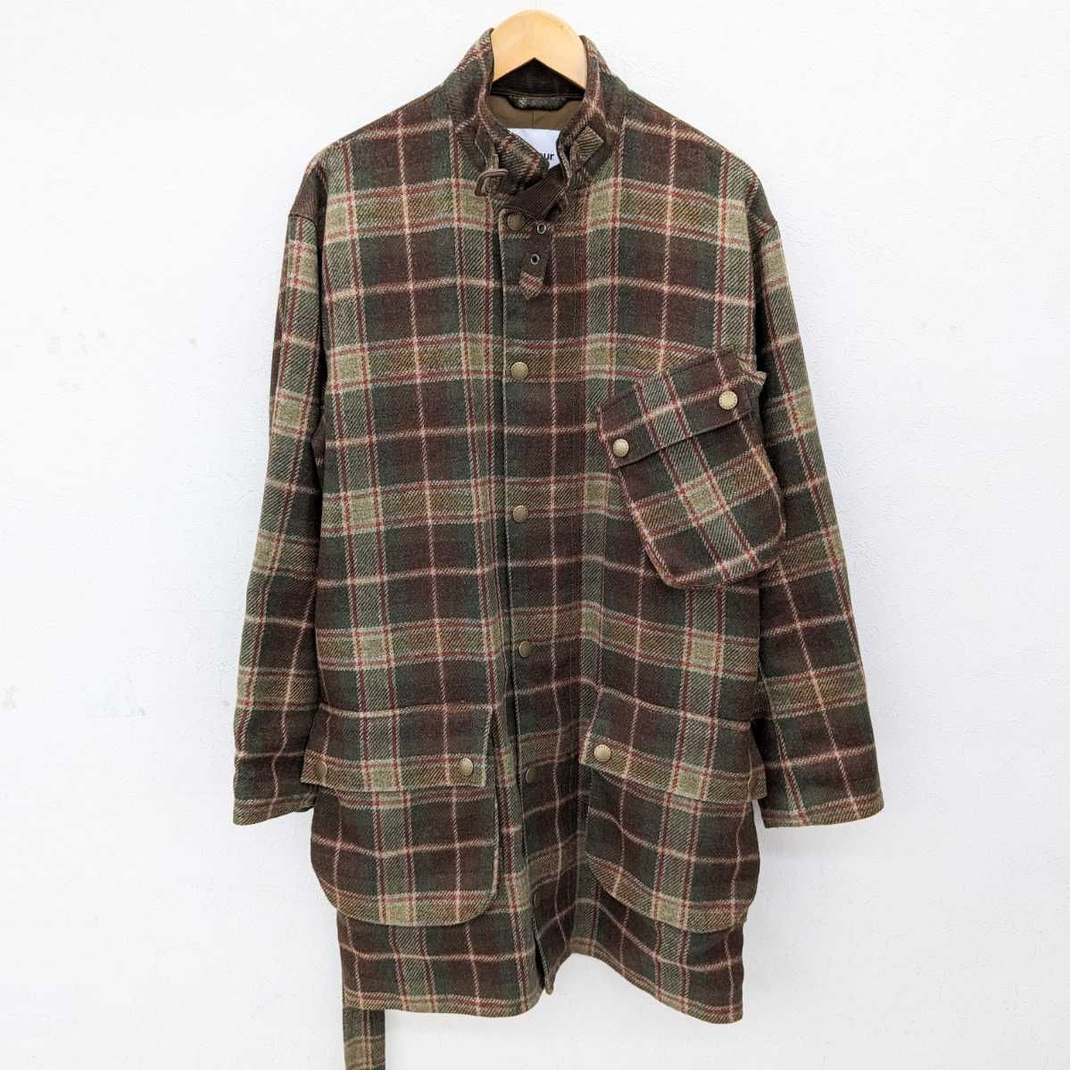 美品 22AW Barbour バブアー チェック柄 ウール コート ジャケット