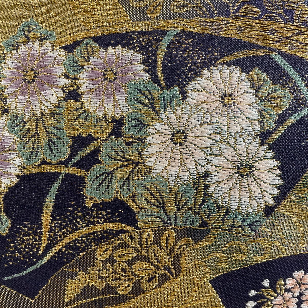 楽天市場】袋帯 美品 秀品 名花献寿文 金糸 箔 金色 六通 正絹