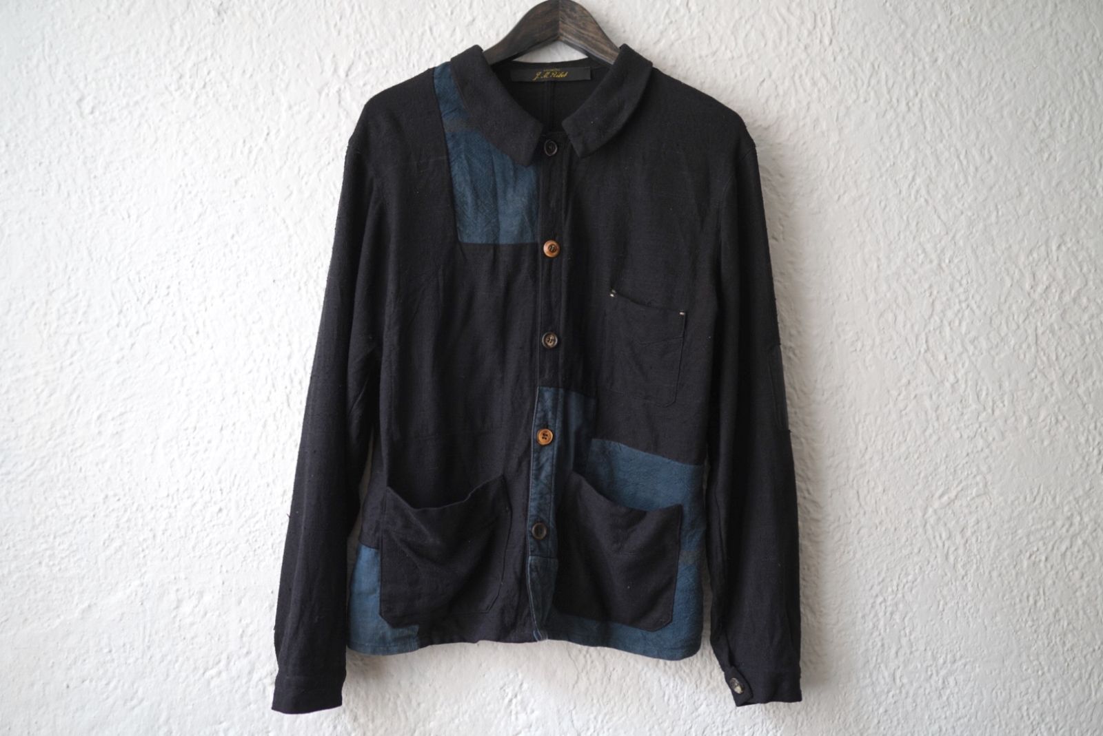 18SS パッチワークヴィンテージシルクカバーオールジャケット 