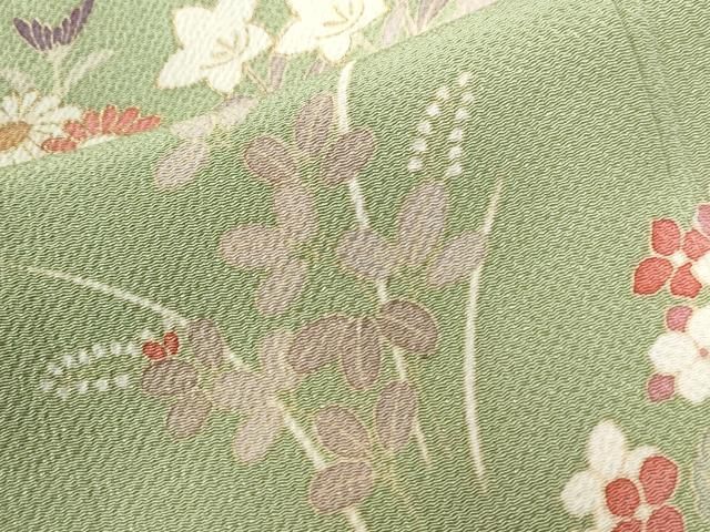 平和屋着物○創業460年・千總 訪問着 秋草文 金彩 鬼しぼ縮緬 高島屋