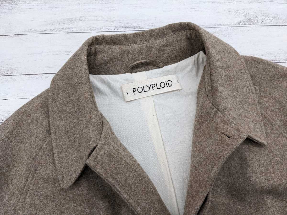 美品 POLYPLOID ポリプロイド LONG COAT C ロングコート ステンカラーコート NATURAL MELANGE ベージュ系  11-C-05 - メルカリ