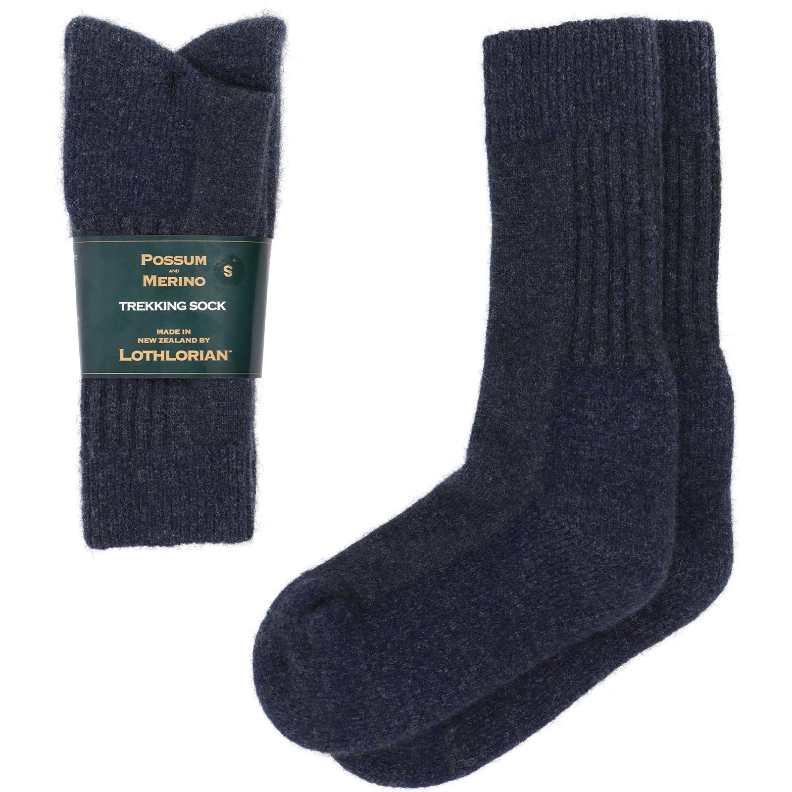 LOTHLORIAN ポッサムメリノ トレッキングソックス 登山靴下 ウール靴下 蒸れない靴下 男女兼用 ルームソックス アウトドア キャンプ ウインタースポーツ ネイビー XL