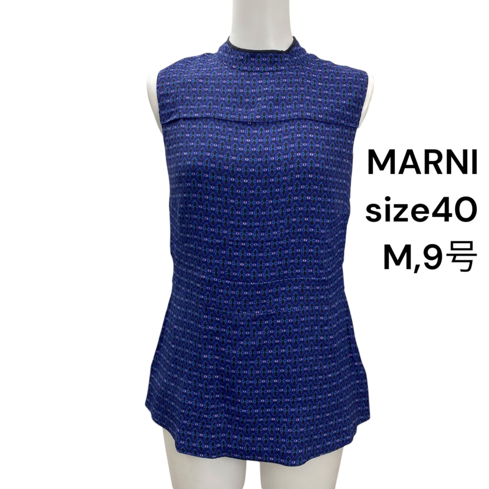 人気商品の中古品・新品・未使用品 ノースリーブ ブラウス MARNI □マルニ チュニック 総柄 シャツ トップス