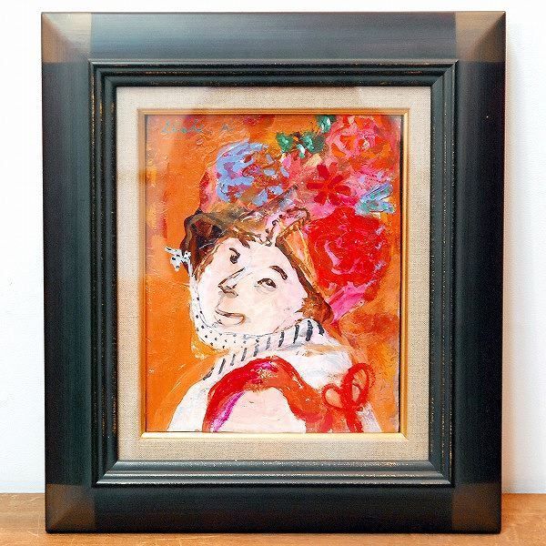 油絵　華やかな君　額付き 日本画風油絵○金沢産24K純金箔使用『金雲太陽と富士山』○がん