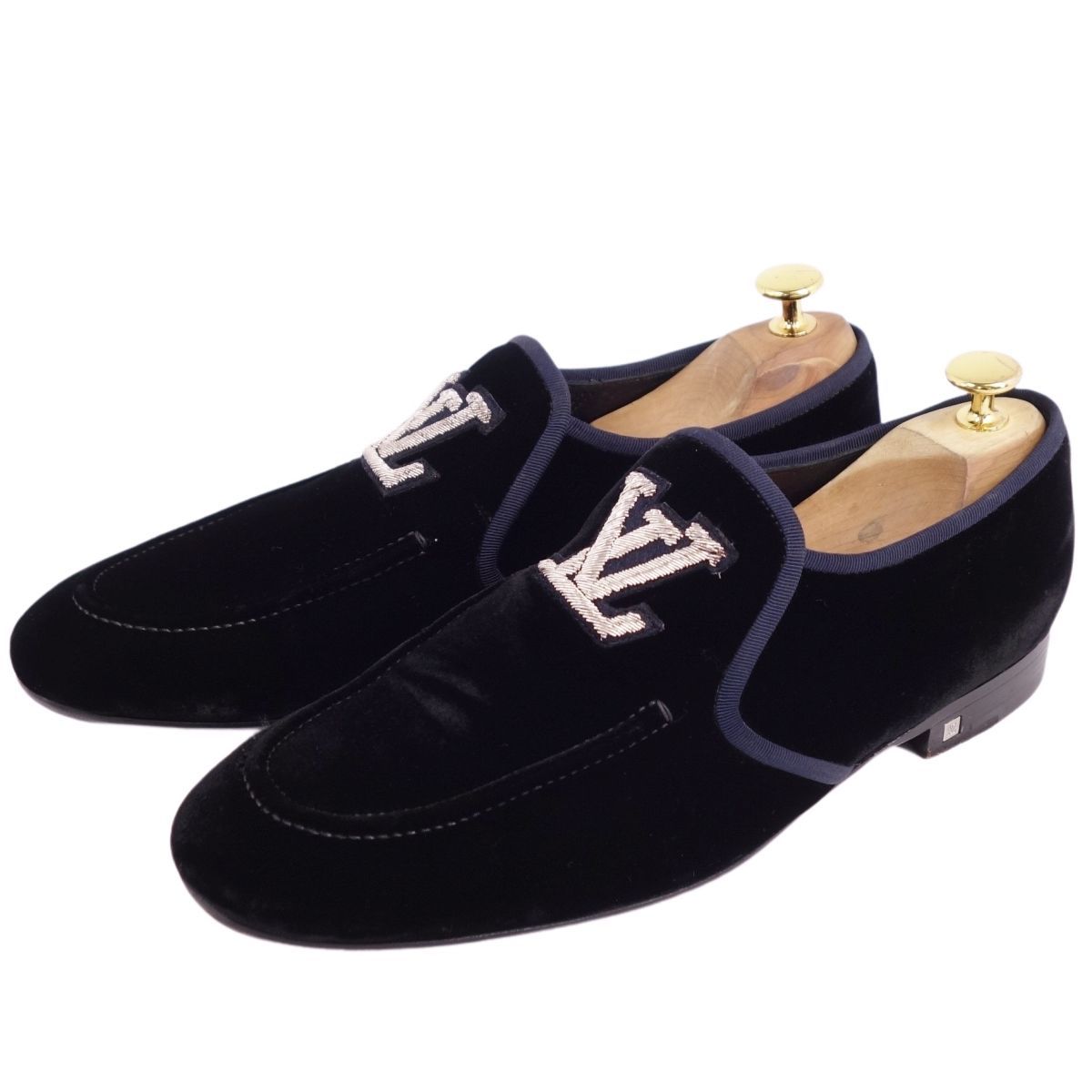 美品 ルイヴィトン LOUIS VUITTON オペラシューズ ローファー LVロゴ 