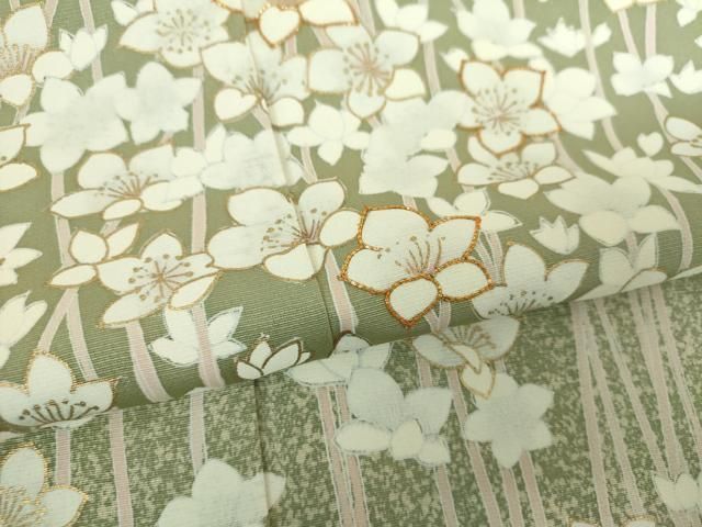 平和屋着物▽訪問着 単衣 駒刺繍 草花文 正絹 逸品 AAAZ1466fy