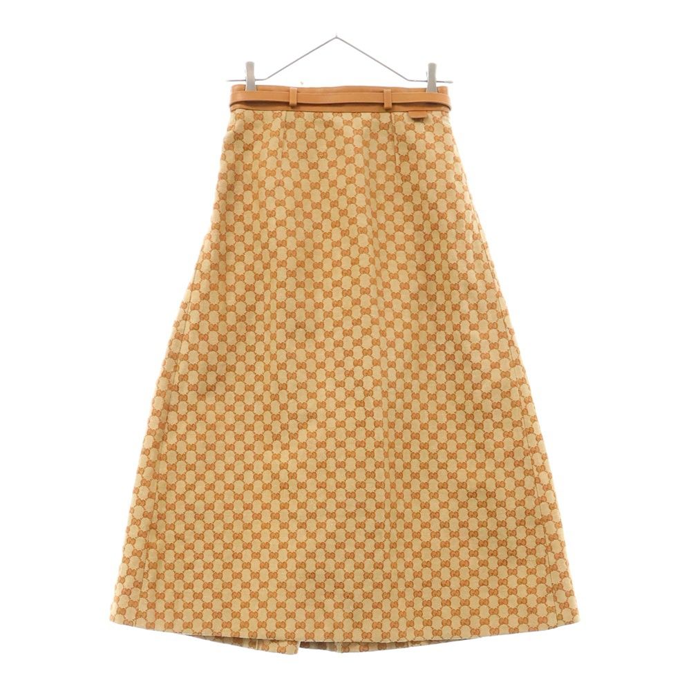GUCCI (グッチ) GG Linen Canvas Pleated Skirt GG総柄 キャンバス