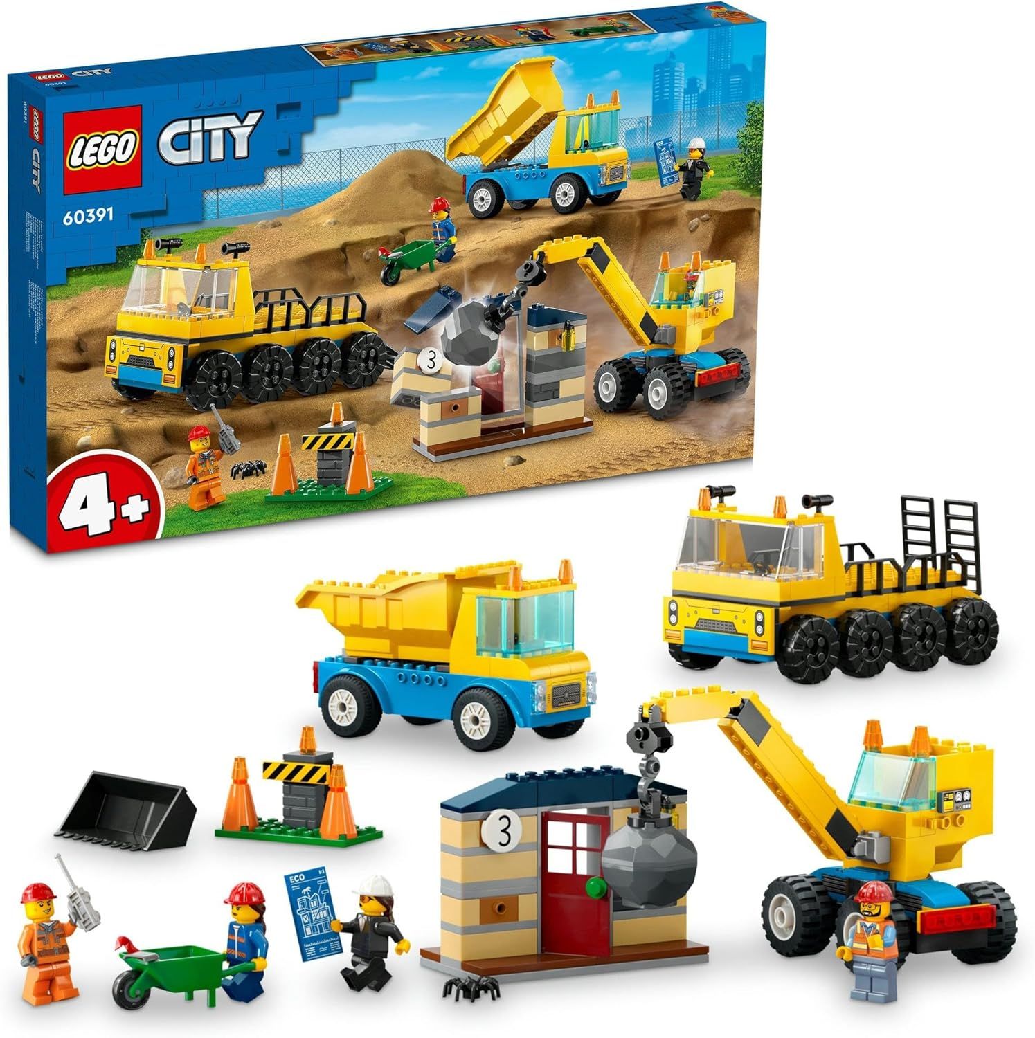 レゴ(LEGO) シティ トラックと鉄球クレーン車 おもちゃ 玩具 プレゼント 誕生日 ブロック 知育 クリスマス 男の子 女の子 子供 4歳 5歳 6歳 乗り物 車 ミニカー 60391