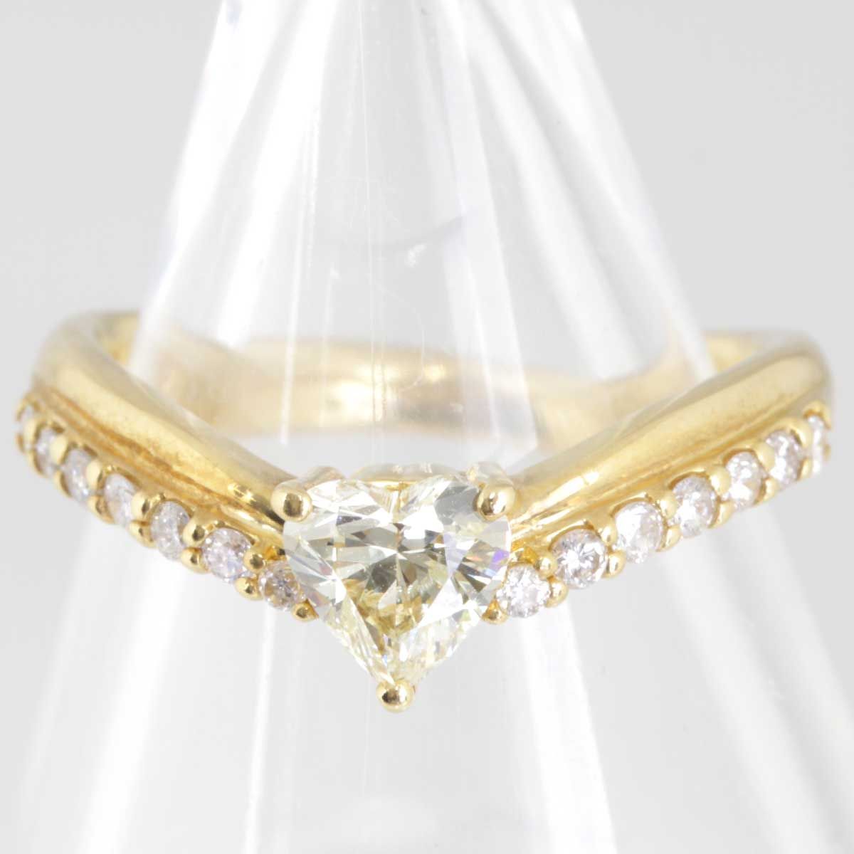 美品『USED』 K18 リング・指輪 イエローダイヤモンド 0.55ct 3.8g 11.5号
