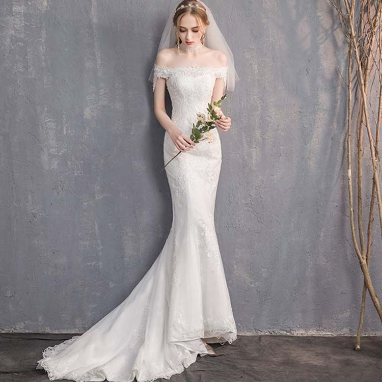 オフショルダー 結婚式 ウェディングドレス ホワイト 二次会ドレス ウエディングドレス ロングトレーン マーメード ウェディングドレス 大きいサイズ 花嫁 ブライダルドレス レース 刺繍 トレーンドレ yskma605039 STEELWINDOWSANDDOORS_COM