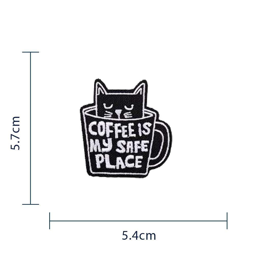 【色: coffee safe place】ワッペン アイロン 刺繡 猫 おしゃ