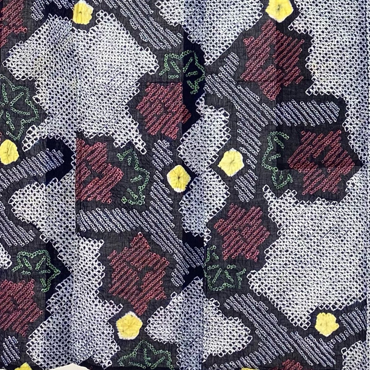 浴衣 身丈151cm 裄丈62cm S 絞り浴衣 枝花 紺色 綿