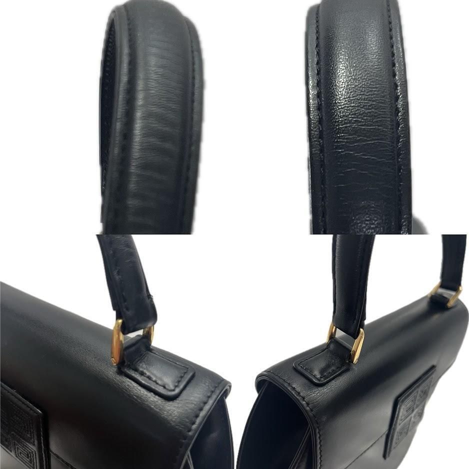 GIVENCHY　ジバンシィ　ハンドバッグ　フォーマル　ロゴ　4G　レザー　黒 極美品✨】ジバンシー 4G ハンドバッグ ロゴ刻印 レザー