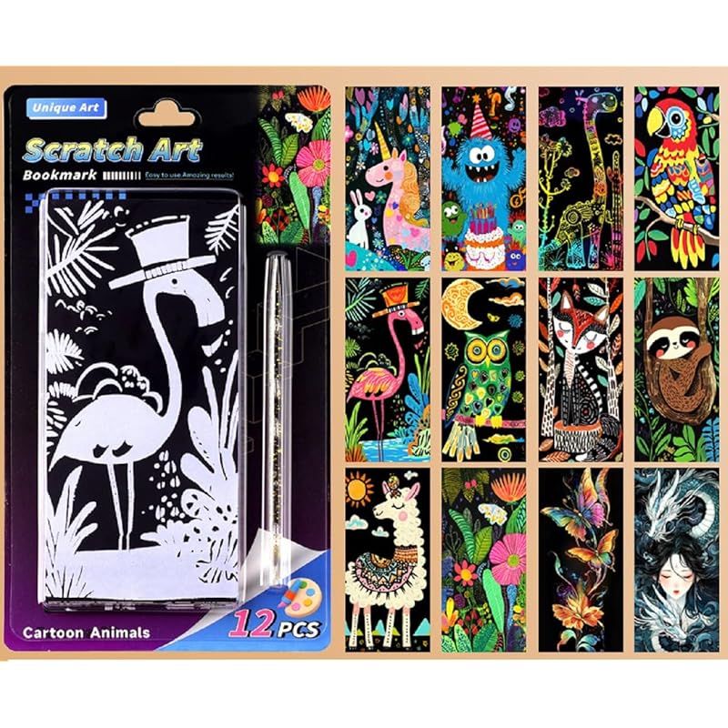 siawadeky スクラッチアート 4組 合計48枚 かわいい 動物 恐竜