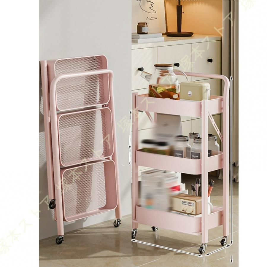 【サンリオ】 トローリー 収納 ワゴン ピンク キティ キャスター付き サンリオ】 トローリー 収納 ワゴン ピンク キティ キャスター