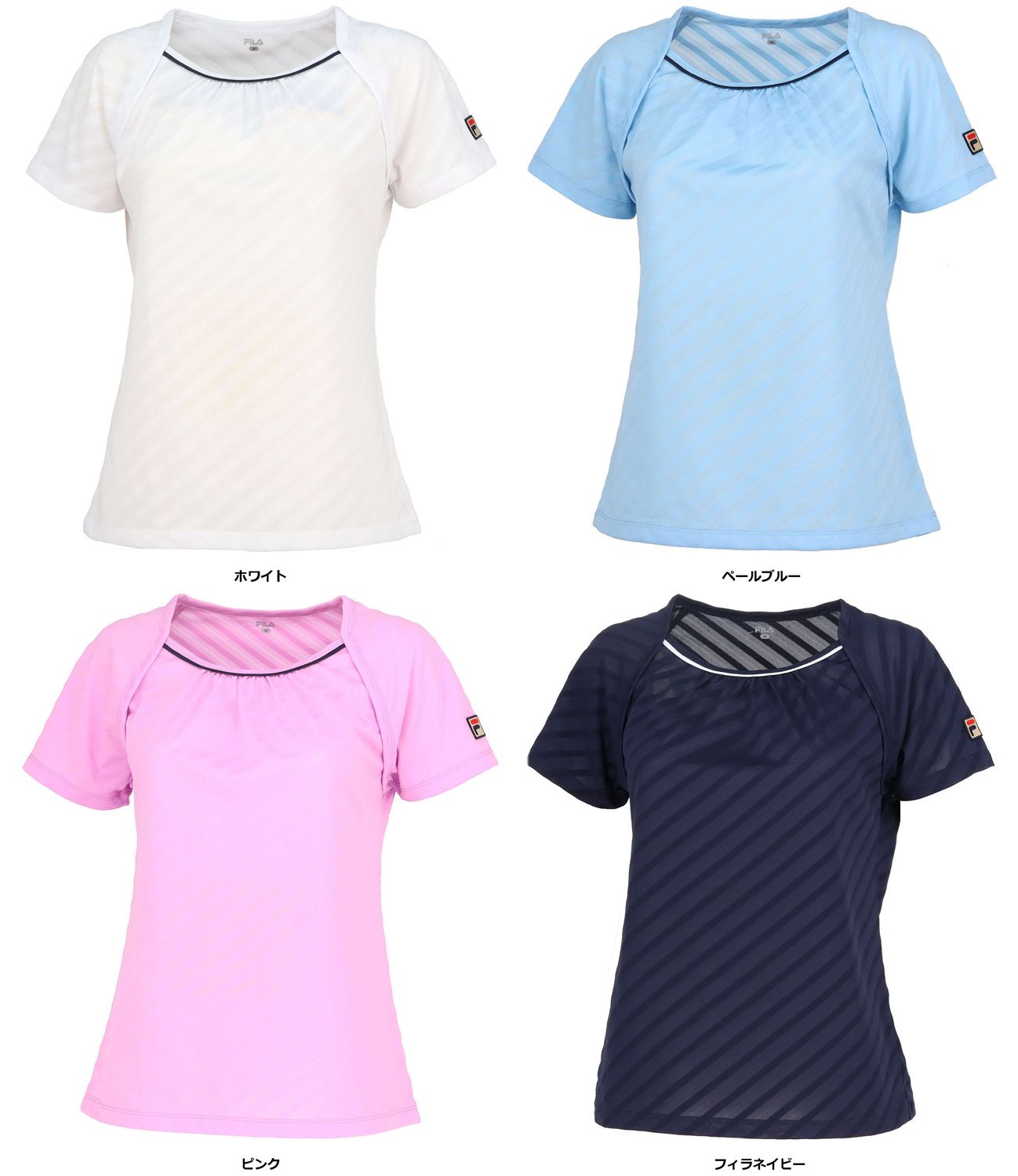 フィラ FILA テニス ゲームシャツ レディース ウィメンズ テニス シャツ Tシャツ ゲームシャツ ゲームウェア 半袖 半そで 部活 テニスウェア メッシュ 通気性 VL2865 10A ペールブルー