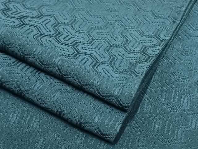 平和屋着物▽上質な色無地 単衣 毘沙門亀甲地紋 藍色 正絹 逸品