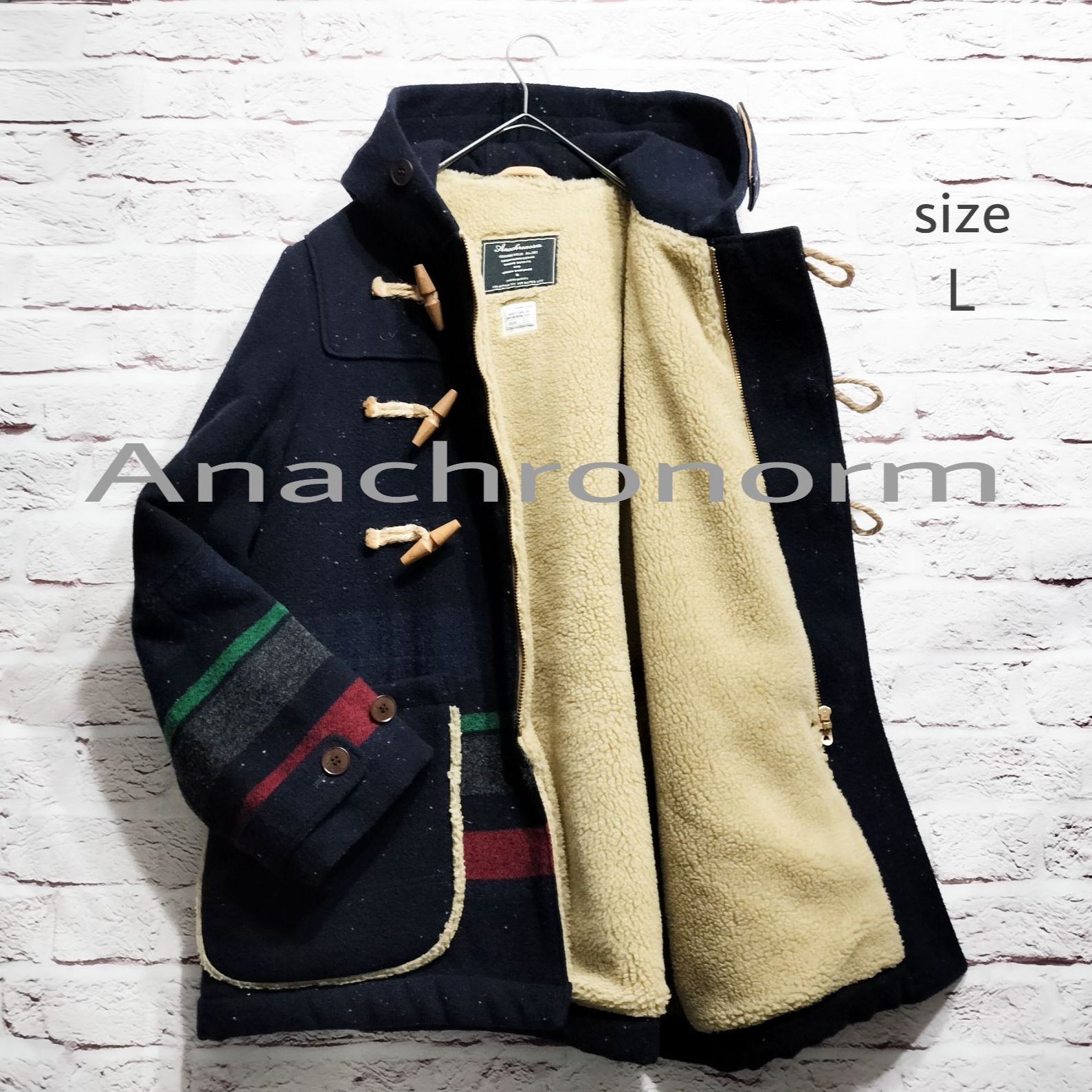 日本製】Anachronorm ボーダー ドット柄 ダッフルコート - メルカリ