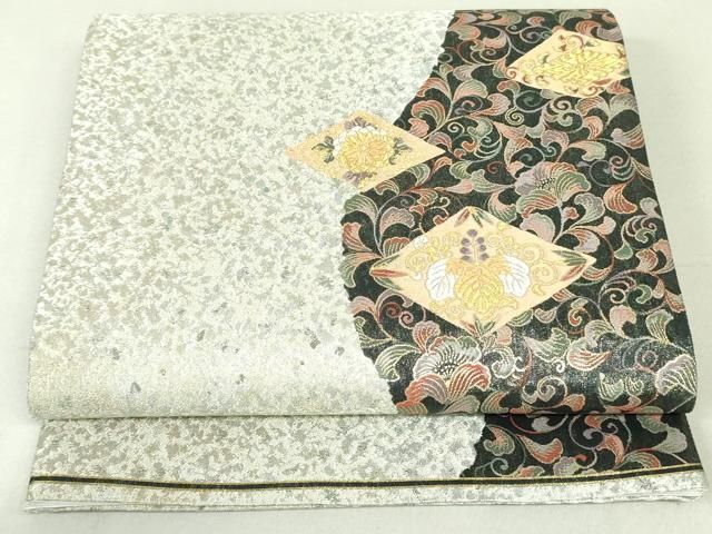 平和屋着物○六通柄袋帯 唐織 古都 立波七宝草花文 金銀糸