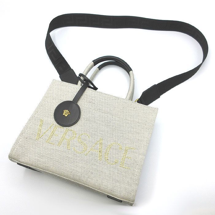 ヴェルサーチ 1014568 キャンバス 2way トートバッグ ヴェルサーチェ トートバッグ VERSACE キャンバス スタッズロゴ