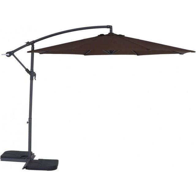 不二貿易 ガーデン パラソル ハンギングパラソル ブラウン パラソルのみ セイフティーロック付 幅300×奥行348×高さ240cm 36998