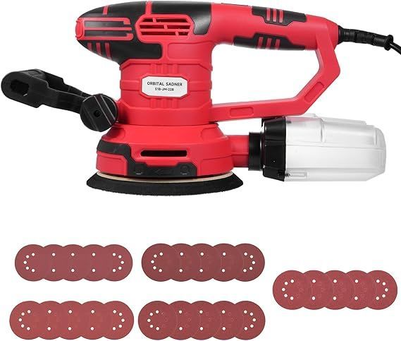 【在庫処分】KKnoon 3.5A(450W) オービタルサンダー 6段階変速 ダブルハンドル ランダムオービットサンダー 6インチ 150MM 電動サンダー サンドペーパー25枚付き 透明集塵機 木工に最適なパワーサ