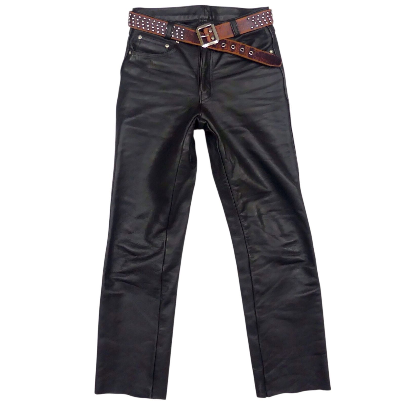 Schott ショット レザーパンツ W30 本革 メンズ 黒 ブラック USA製