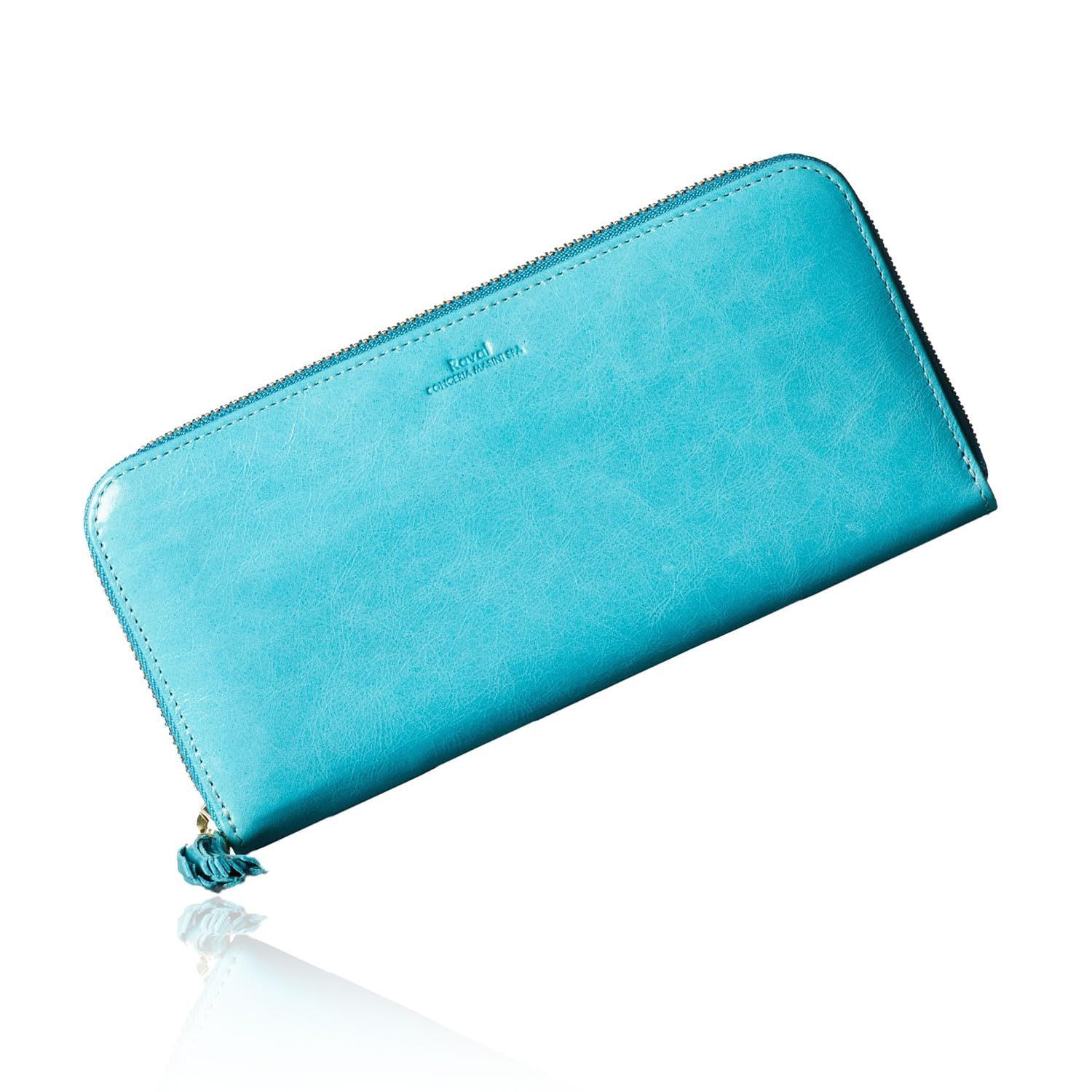 【人気商品】箱入り ギフト Ciano-Turquoise 用 プレゼント ファスナータイプ 縦型収納 カード 長財布 レディース Pitti 牛革 MASINI社製 イタリア VOICE