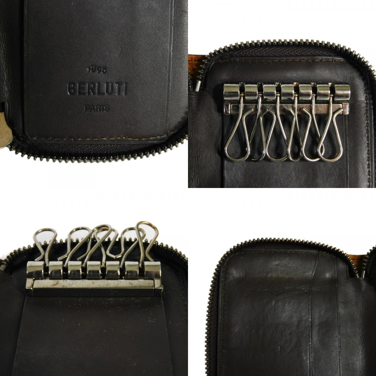 ベルルッティ コト ジップ付きキーリング 6連 カリグラフィ トバコ