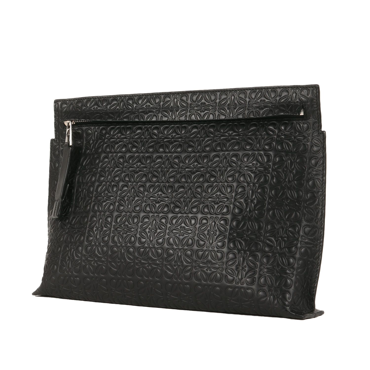 美品 LOEWE ロエベ アナグラム カーフスキンレザー Tポーチ (C499W05X01) / ブラック 黒 / ブランド カバン / スペイン製【メンズ】
