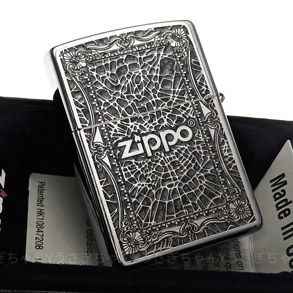 zippo☆両面加工☆ウイングクロス☆zippoロゴ☆GY☆ジッポ ライター 