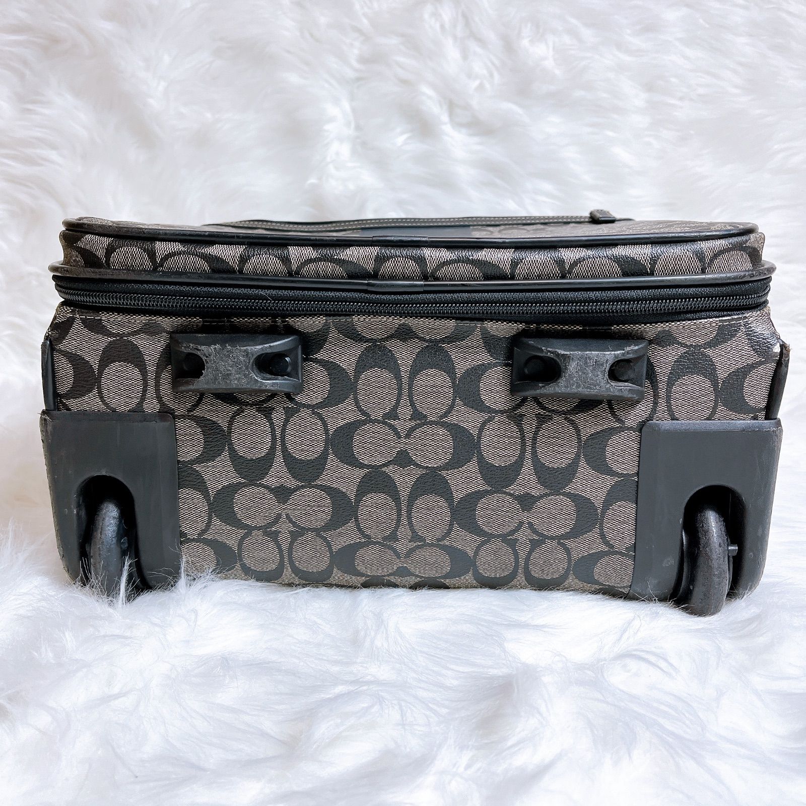 コーチ キャリーバッグ シグネチャー PVC レザー ブラック