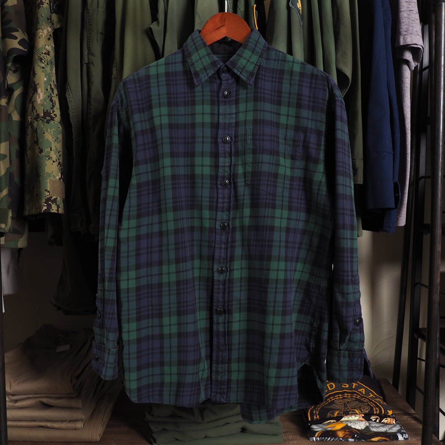 Polo Ralph Lauren ポロ ラルフローレン チェックシャツ ブラックウォッチ マチ M ポニー無し ビンテージ