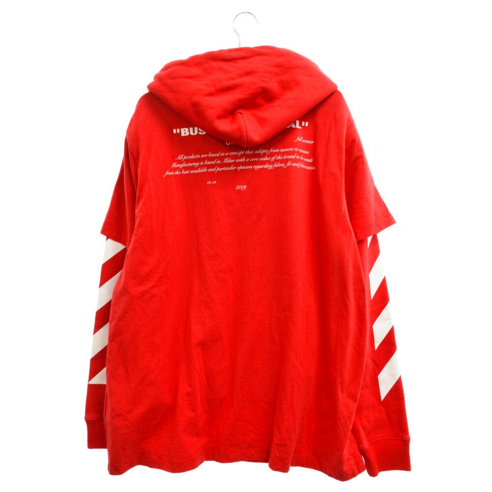 OFF-WHITE オフホワイト 18AW BERNINI LAYERED HOODIE ベルニーニレイヤードプルオーバーパーカー ブラック OMBB042F18192011