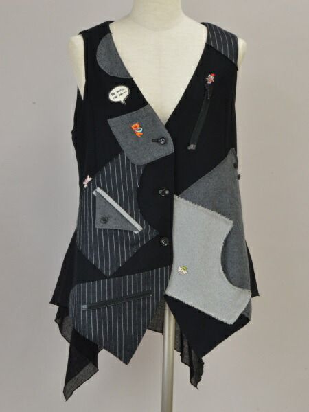 アルベロベロ ALBEROBELLO ぶたさん ベスト/ジレ デニム柄