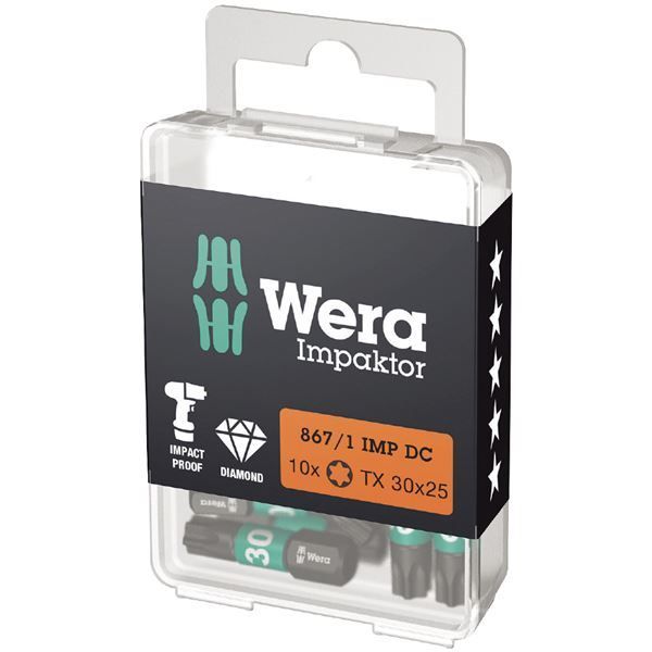 WERA ヴェラ 10本入 差込6.35mm インパクトドライバー用 トルクスドライバービット 刃先サイズT30 全長25mm 057626 工具 ツール