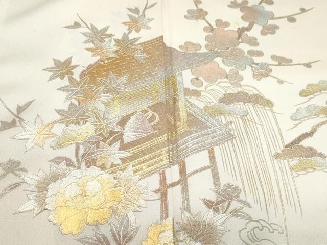 平和屋着物●金彩友禅　卓越技能者・名工・和田光正　訪問着　草花文　金銀彩　正絹　逸品　AABB0376ph 平和屋着物○金彩友禅 卓越技能者・名工・和田光正 訪問着 草花文 金銀