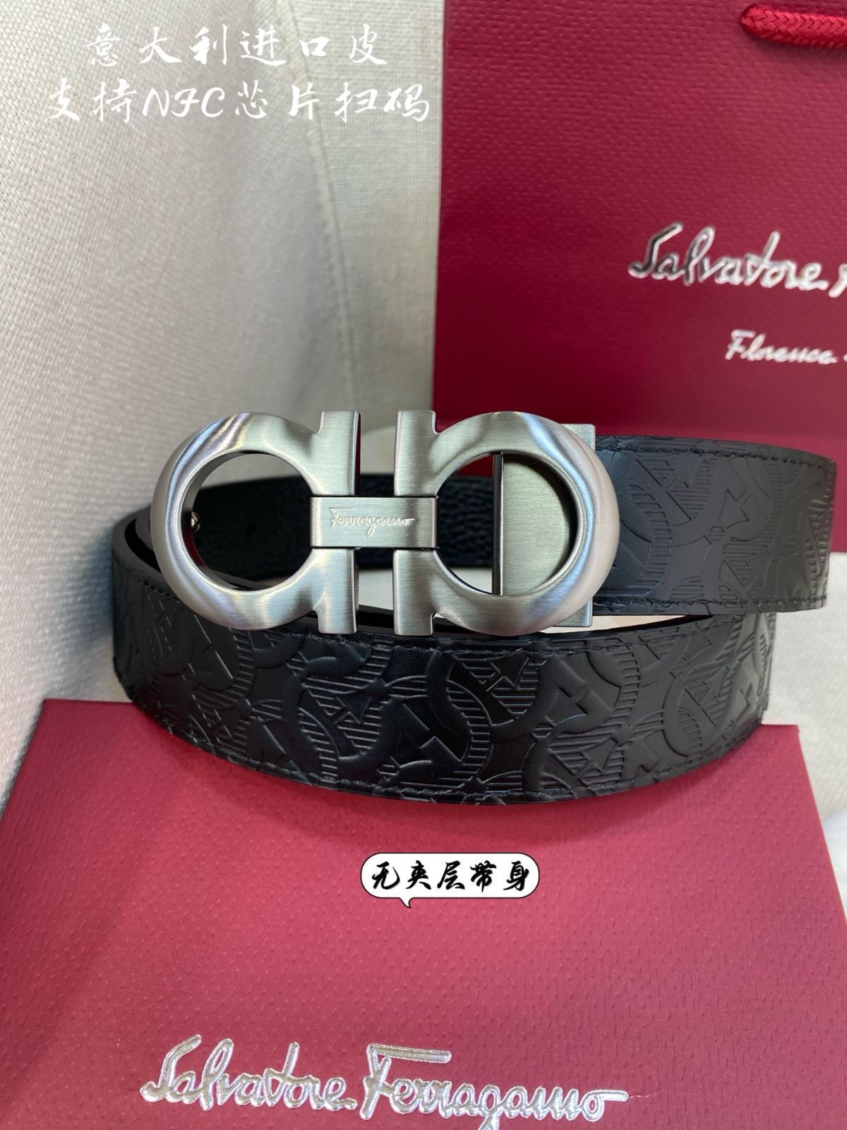 salvatoreferragamo   イタリア製  高級  ベルト FERRAGAMO フェラガモ ベルト 001 NERO/002 HICKORY 艶有