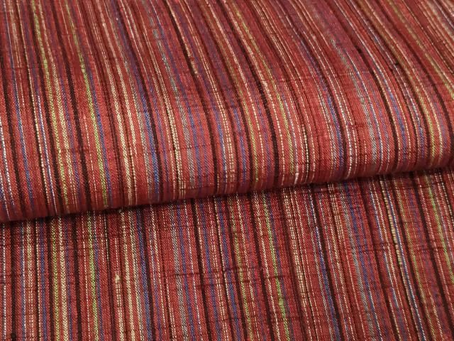 平和屋着物▽上質な紬 単衣 縞 正絹 逸品 AAAZ1490fy