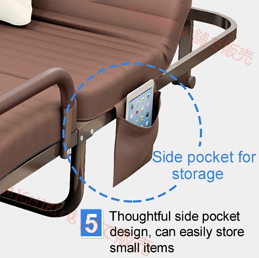 サイド収納ポケット付きの頑丈なスリーピングコット