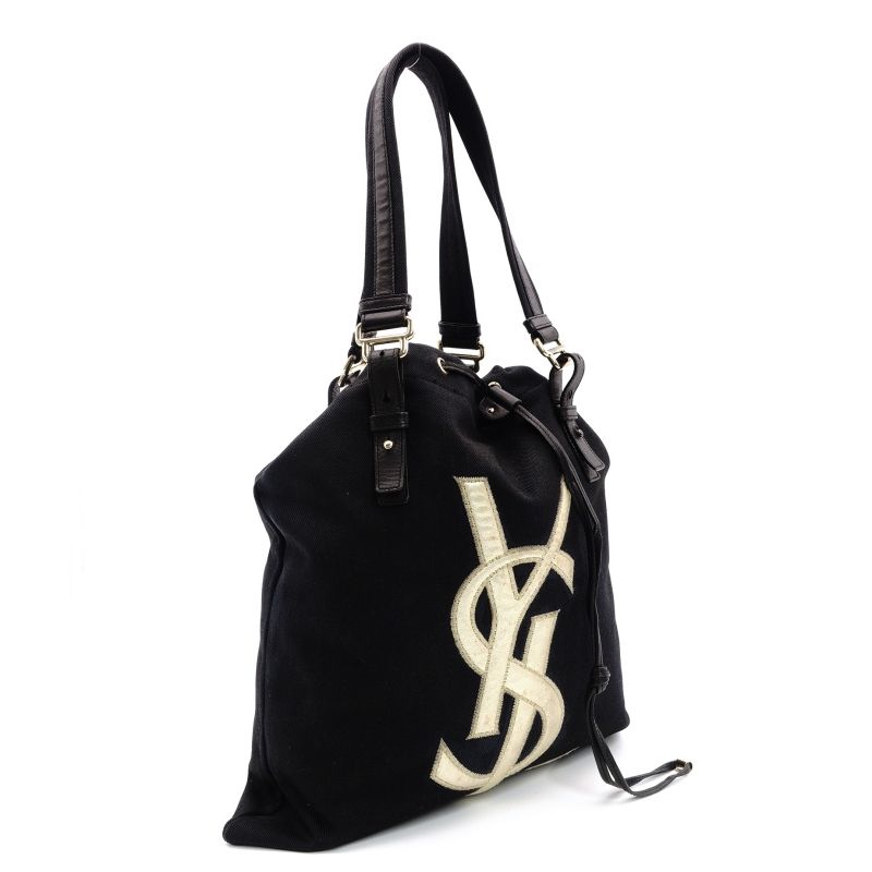 YSL イヴ サンローラン カハラ トートバッグ ショルダーバッグ 黒 金