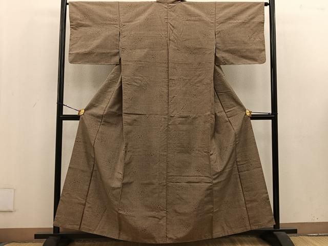 平和屋着物●上質な紬　市松文　正絹　逸品　AAAZ4781ck 平和屋着物○上質な紬 市松文 正絹 逸品 AAAZ4781ck