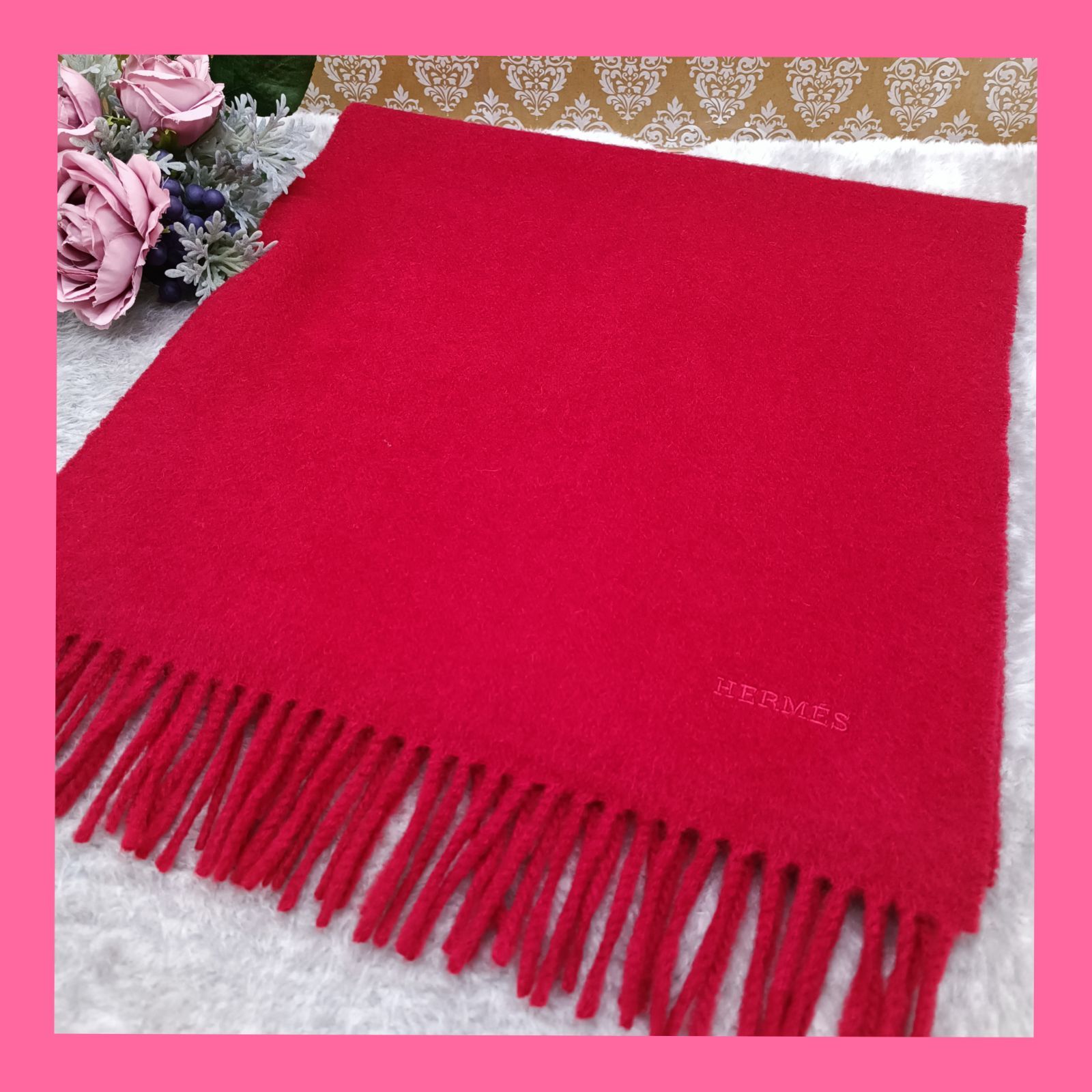 HERMES 》 ☆美品☆ エルメス カシミヤマフラー カシミヤ100 HERMES 》 ☆美品☆ エルメス カシミヤマフラー カシミヤ100