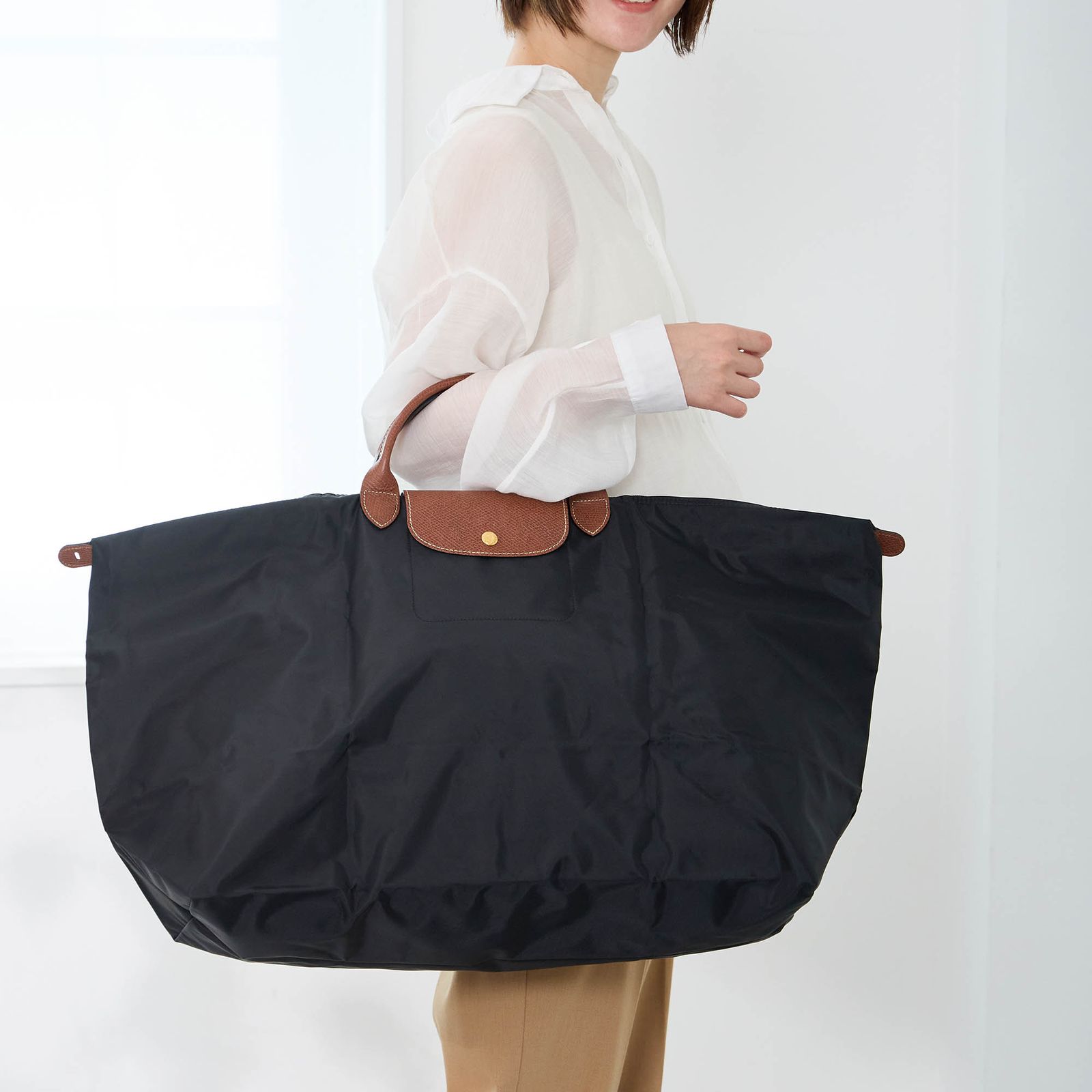 ロンシャン LONGCHAMP ボストンバッグ ル プリアージュ トラベルバッグ Mサイズ ノワール