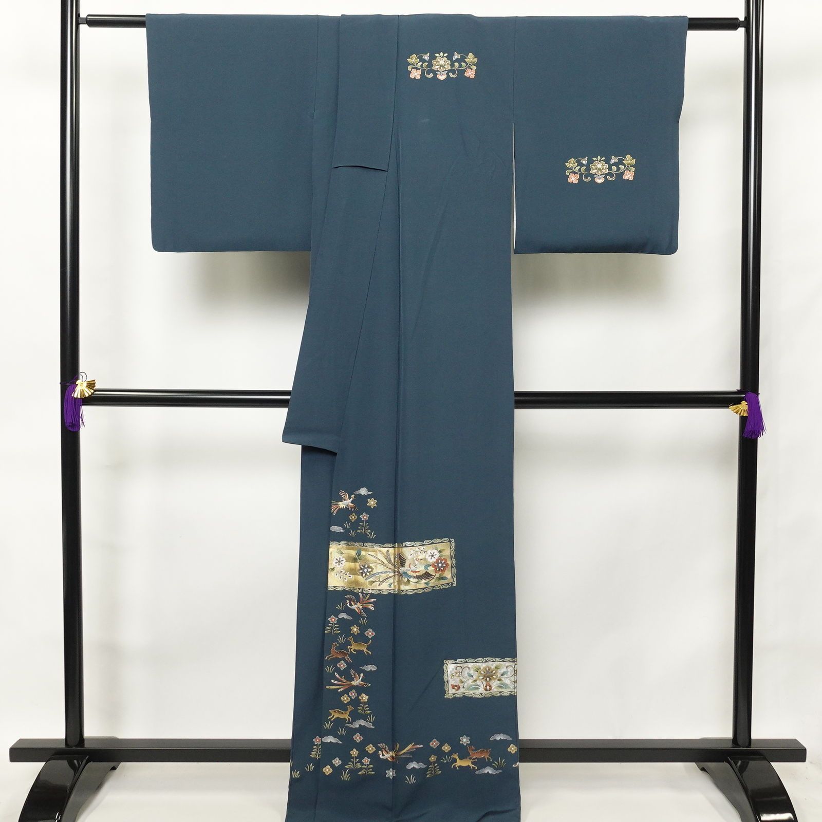 中古 付け下げ 縮緬 正絹 人物・動物柄 袷仕立て 身丈167cm 裄丈68cm