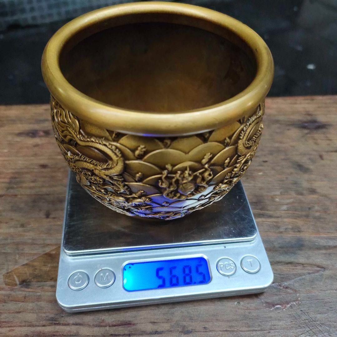 銅器 金魚筆洗 四方双魚硯 文房四宝 装飾品 工芸品 置物 ハスの葉