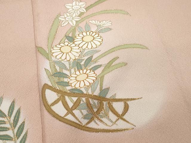 平和屋本店□極上 訪問着 駒刺繍 流線文 黒地 金彩 逸品 CYAA2861s5