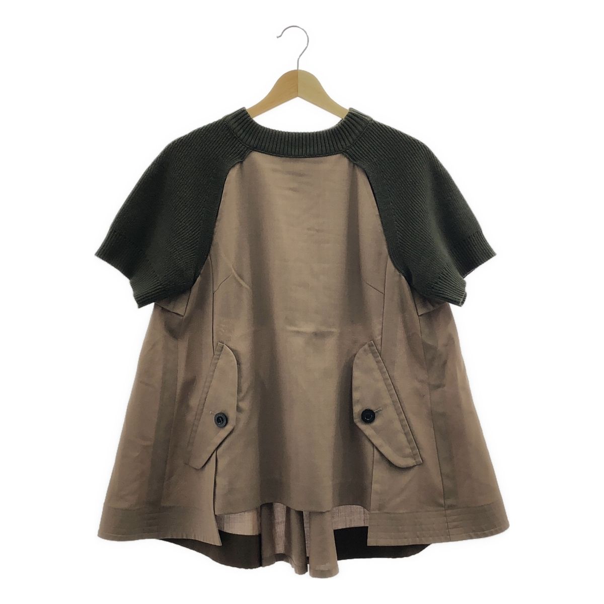sacai / サカイ | ハーフスリーブ ドッキング ニット カットソー