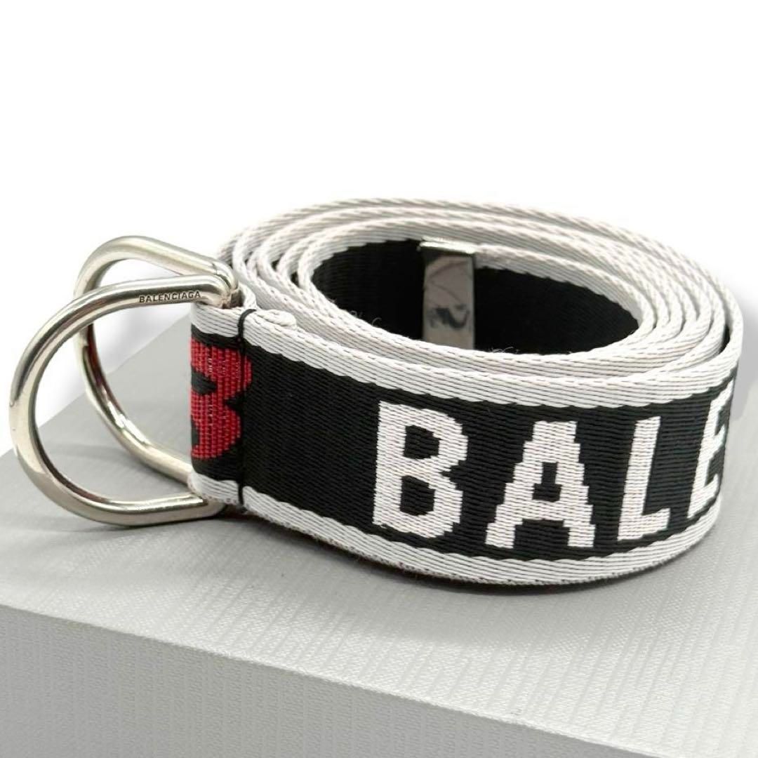 使用わずか バレンシアガ Dリング ロゴ ベルト ユニセックス ブラック